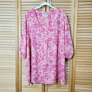 Woman Within 100% Rayon V- Neck Short Sleeve Tunic Top 2X